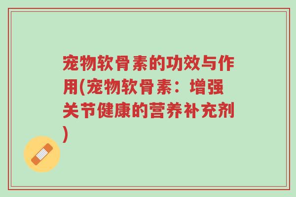 宠物软骨素的功效与作用(宠物软骨素:增强关节健康的营养补充剂)-第1张图片-超越 宠物软骨素的功效与作用(宠物软骨素:增强关节健康的营养补充剂)-第1张图片-超越