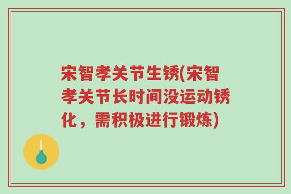 宋智孝关节生锈(宋智孝关节长时间没运动锈化,需积极进行锻炼)-第1张图片-超越 宋智孝关节生锈(宋智孝关节长时间没运动锈化,需积极进行锻炼)-第1张图片-超越