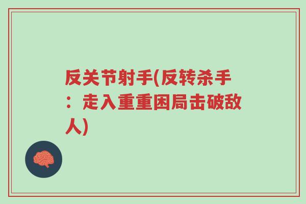 反关节射手(反转杀手:走入重重困局击破敌人)-第1张图片-超越 反关节射手(反转杀手:走入重重困局击破敌人)-第1张图片-超越