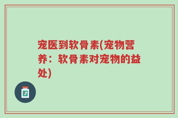 宠医到软骨素(宠物营养:软骨素对宠物的益处)-第1张图片-超越 宠医到软骨素(宠物营养:软骨素对宠物的益处)-第1张图片-超越