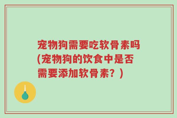 宠物狗需要吃软骨素吗(宠物狗的饮食中是否需要添加软骨素?)-第1张图片-超越 宠物狗需要吃软骨素吗(宠物狗的饮食中是否需要添加软骨素?)-第1张图片-超越