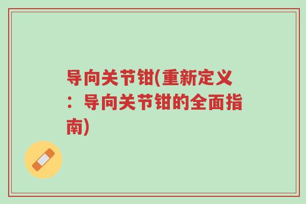 导向关节钳(重新定义:导向关节钳的全面指南)-第1张图片-超越 导向关节钳(重新定义:导向关节钳的全面指南)-第1张图片-超越