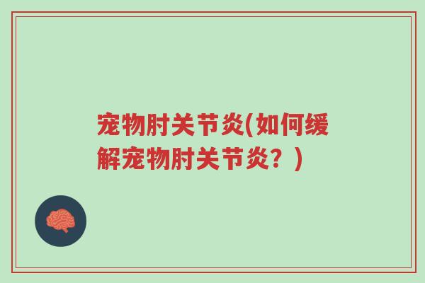 宠物肘关节炎(如何缓解宠物肘关节炎?)-第1张图片-超越 宠物肘关节炎(如何缓解宠物肘关节炎?)-第1张图片-超越