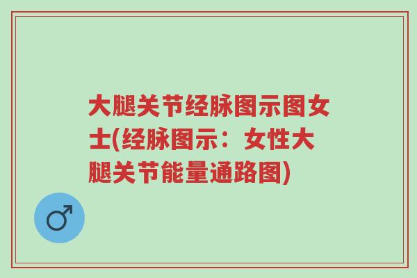 大腿关节经脉图示图女士(经脉图示:女性大腿关节能量通路图)-第1张图片-超越 大腿关节经脉图示图女士(经脉图示:女性大腿关节能量通路图)-第1张图片-超越