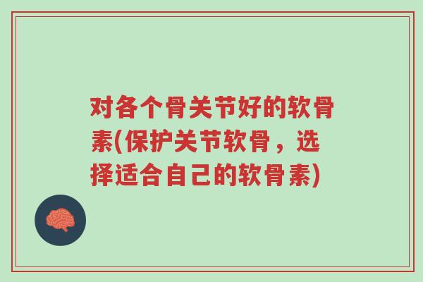 对各个骨关节好的软骨素(保护关节软骨，选择适合自己的软骨素)-第1张图片-超越