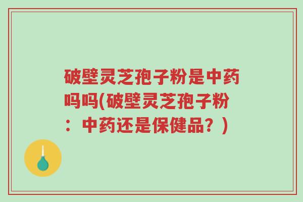 破壁灵芝孢子粉是中药吗吗(破壁灵芝孢子粉：中药还是保健品？)-第1张图片-超越