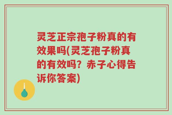 灵芝正宗孢子粉真的有效果吗(灵芝孢子粉真的有效吗?赤子心得告诉你答案)-第1张图片-超越 灵芝正宗孢子粉真的有效果吗(灵芝孢子粉真的有效吗?赤子心得告诉你答案)-第1张图片-超越