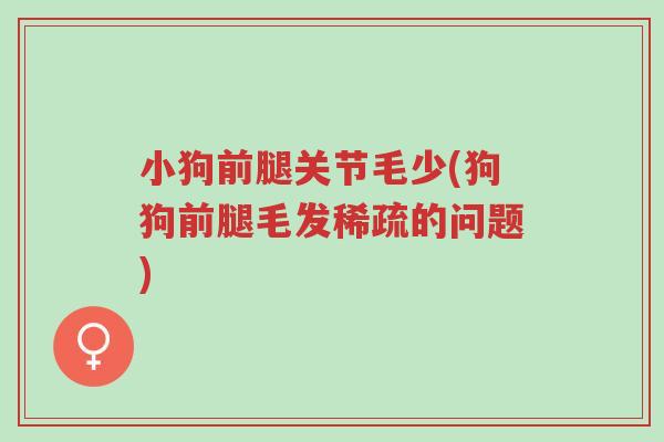 小狗前腿关节毛少(狗狗前腿毛发稀疏的问题)-第1张图片-超越 小狗前腿关节毛少(狗狗前腿毛发稀疏的问题)-第1张图片-超越