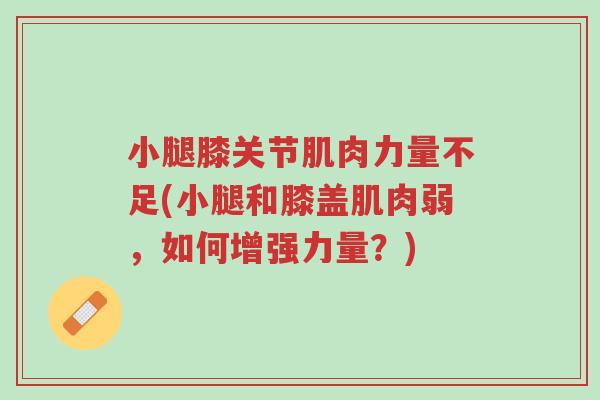 小腿膝关节肌肉力量不足(小腿和膝盖肌肉弱,如何增强力量?)-第1张图片-超越 小腿膝关节肌肉力量不足(小腿和膝盖肌肉弱,如何增强力量?)-第1张图片-超越