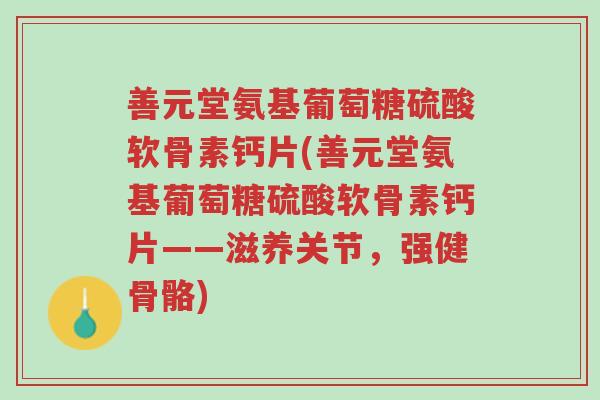 善元堂氨基葡萄糖硫酸软骨素钙片(善元堂氨基葡萄糖硫酸软骨素钙片——滋养关节，强健骨骼)-第1张图片-超越