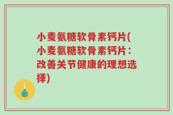 小麦氨糖软骨素钙片(小麦氨糖软骨素钙片:改善关节健康的理想选择)-第1张图片-超越 小麦氨糖软骨素钙片(小麦氨糖软骨素钙片:改善关节健康的理想选择)-第1张图片-超越