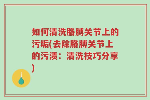 如何清洗胳膊关节上的污垢(去除胳膊关节上的污渍:清洗技巧分享)-第1张图片-超越 如何清洗胳膊关节上的污垢(去除胳膊关节上的污渍:清洗技巧分享)-第1张图片-超越