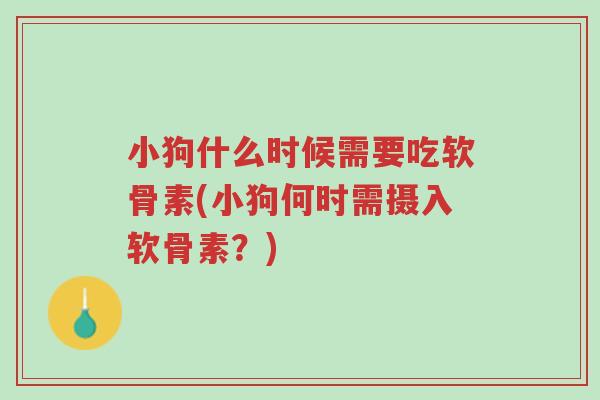 小狗什么时候需要吃软骨素(小狗何时需摄入软骨素?)-第1张图片-超越 小狗什么时候需要吃软骨素(小狗何时需摄入软骨素?)-第1张图片-超越