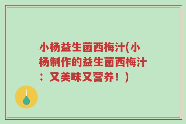 小杨益生菌西梅汁(小杨制作的益生菌西梅汁:又美味又营养!)-第1张图片-超越 小杨益生菌西梅汁(小杨制作的益生菌西梅汁:又美味又营养!)-第1张图片-超越