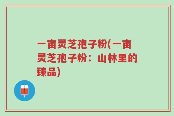 一亩灵芝孢子粉(一亩灵芝孢子粉:山林里的臻品)-第1张图片-超越 一亩灵芝孢子粉(一亩灵芝孢子粉:山林里的臻品)-第1张图片-超越
