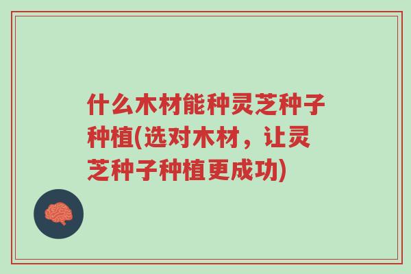 什么木材能种灵芝种子种植(选对木材,让灵芝种子种植更成功)-第1张图片-超越 什么木材能种灵芝种子种植(选对木材,让灵芝种子种植更成功)-第1张图片-超越