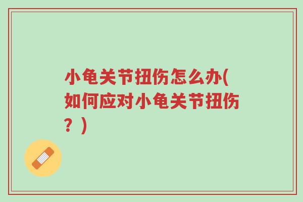 小龟关节扭伤怎么办(如何应对小龟关节扭伤?)-第1张图片-超越 小龟关节扭伤怎么办(如何应对小龟关节扭伤?)-第1张图片-超越