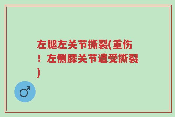 左腿左关节撕裂(重伤!左侧膝关节遭受撕裂)-第1张图片-超越 左腿左关节撕裂(重伤!左侧膝关节遭受撕裂)-第1张图片-超越