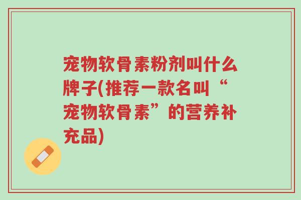宠物软骨素粉剂叫什么牌子(推荐一款名叫“宠物软骨素”的营养补充品)-第1张图片-超越