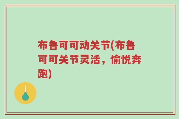布鲁可可动关节(布鲁可可关节灵活,愉悦奔跑)-第1张图片-超越 布鲁可可动关节(布鲁可可关节灵活,愉悦奔跑)-第1张图片-超越