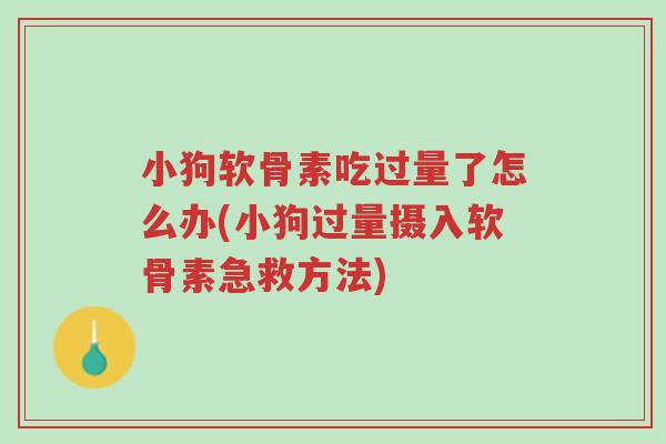 小狗软骨素吃过量了怎么办(小狗过量摄入软骨素急救方法)-第1张图片-超越 小狗软骨素吃过量了怎么办(小狗过量摄入软骨素急救方法)-第1张图片-超越