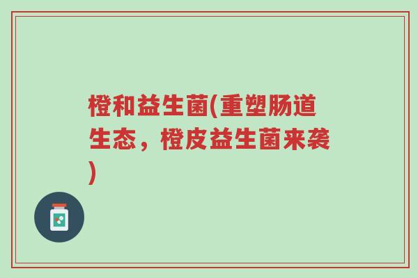 橙和益生菌(重塑肠道生态,橙皮益生菌来袭)-第1张图片-超越 橙和益生菌(重塑肠道生态,橙皮益生菌来袭)-第1张图片-超越