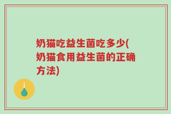 奶猫吃益生菌吃多少(奶猫食用益生菌的正确方法)-第1张图片-超越 奶猫吃益生菌吃多少(奶猫食用益生菌的正确方法)-第1张图片-超越