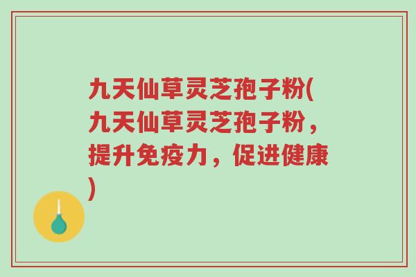 九天仙草灵芝孢子粉(九天仙草灵芝孢子粉,提升免疫力,促进健康)-第1张图片-超越 九天仙草灵芝孢子粉(九天仙草灵芝孢子粉,提升免疫力,促进健康)-第1张图片-超越