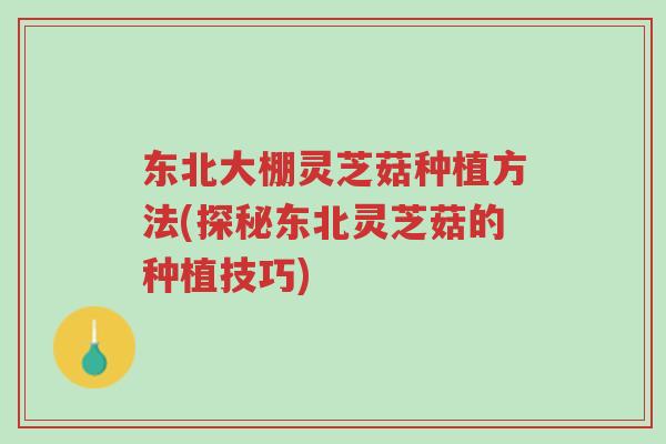 东北大棚灵芝菇种植方法(探秘东北灵芝菇的种植技巧)-第1张图片-超越 东北大棚灵芝菇种植方法(探秘东北灵芝菇的种植技巧)-第1张图片-超越