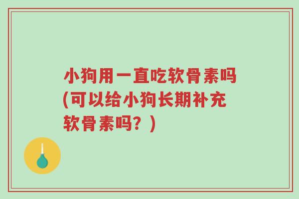 小狗用一直吃软骨素吗(可以给小狗长期补充软骨素吗？)-第1张图片-超越