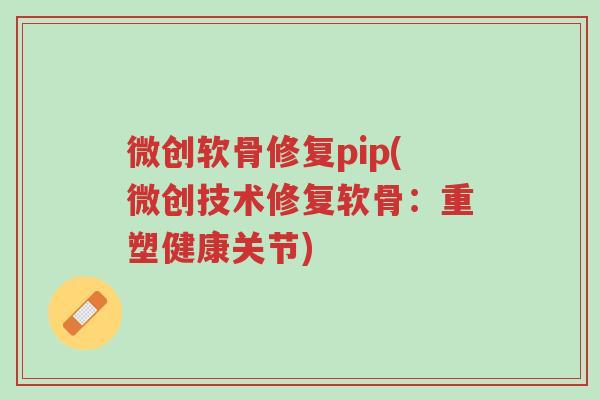微创软骨修复pip(微创技术修复软骨:重塑健康关节)-第1张图片-超越 微创软骨修复pip(微创技术修复软骨:重塑健康关节)-第1张图片-超越
