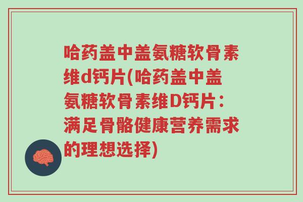 哈药盖中盖氨糖软骨素维d钙片(哈药盖中盖氨糖软骨素维D钙片:满足骨骼健康营养需求的理想选择)-第1张图片-超越 哈药盖中盖氨糖软骨素维d钙片(哈药盖中盖氨糖软骨素维D钙片:满足骨骼健康营养需求的理想选择)-第1张图片-超越