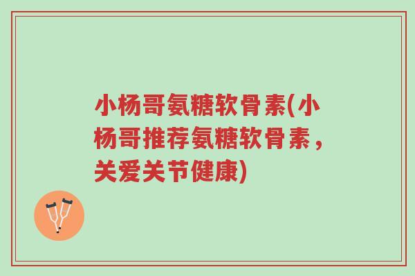 小杨哥氨糖软骨素(小杨哥推荐氨糖软骨素,关爱关节健康)-第1张图片-超越 小杨哥氨糖软骨素(小杨哥推荐氨糖软骨素,关爱关节健康)-第1张图片-超越