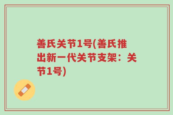 善氏关节1号(善氏推出新一代关节支架:关节1号)-第1张图片-超越 善氏关节1号(善氏推出新一代关节支架:关节1号)-第1张图片-超越