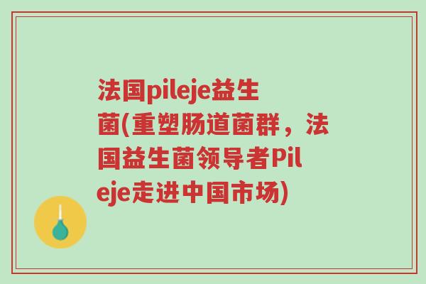 法国pileje益生菌(重塑肠道菌群,法国益生菌领导者Pileje走进中国市场)-第1张图片-超越 法国pileje益生菌(重塑肠道菌群,法国益生菌领导者Pileje走进中国市场)-第1张图片-超越