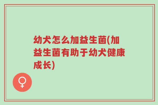 幼犬怎么加益生菌(加益生菌有助于幼犬健康成长)-第1张图片-超越 幼犬怎么加益生菌(加益生菌有助于幼犬健康成长)-第1张图片-超越