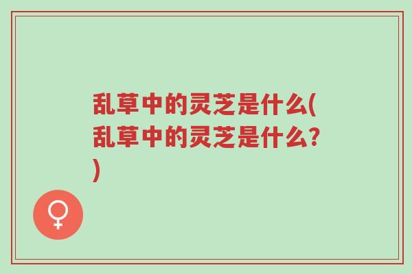 乱草中的灵芝是什么(乱草中的灵芝是什么?)-第1张图片-超越 乱草中的灵芝是什么(乱草中的灵芝是什么?)-第1张图片-超越