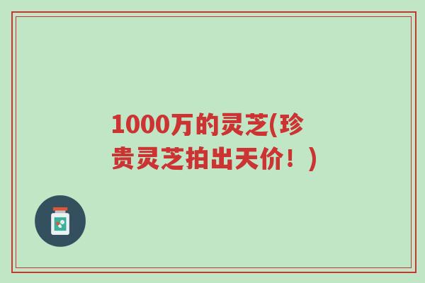 1000万的灵芝(珍贵灵芝拍出天价!)-第1张图片-超越 1000万的灵芝(珍贵灵芝拍出天价!)-第1张图片-超越