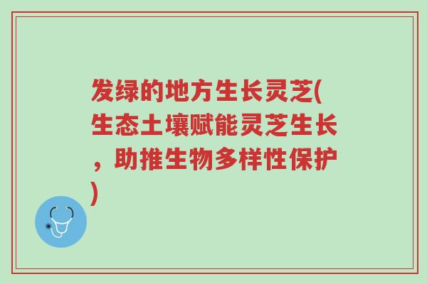 发绿的地方生长灵芝(生态土壤赋能灵芝生长,助推生物多样性保护)-第1张图片-超越 发绿的地方生长灵芝(生态土壤赋能灵芝生长,助推生物多样性保护)-第1张图片-超越