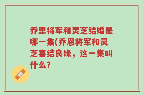 乔恩将军和灵芝结婚是哪一集(乔恩将军和灵芝喜结良缘，这一集叫什么？-第1张图片-超越
