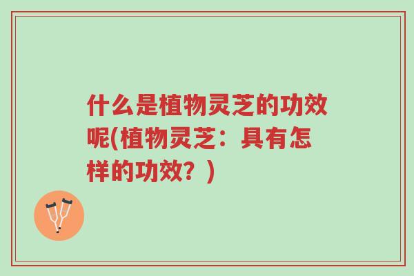什么是植物灵芝的功效呢(植物灵芝:具有怎样的功效?)-第1张图片-超越 什么是植物灵芝的功效呢(植物灵芝:具有怎样的功效?)-第1张图片-超越