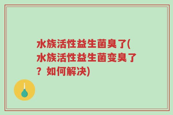水族活性益生菌臭了(水族活性益生菌变臭了?如何解决)-第1张图片-超越 水族活性益生菌臭了(水族活性益生菌变臭了?如何解决)-第1张图片-超越