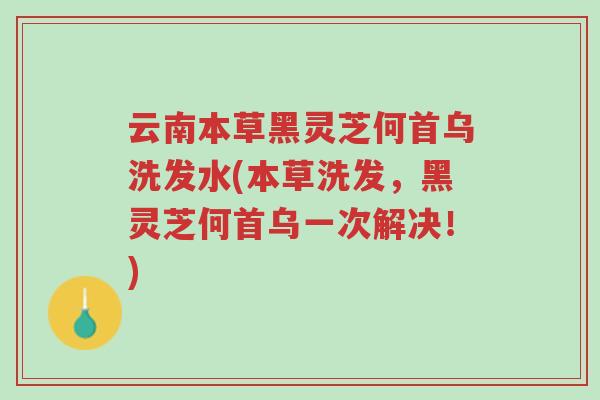 云南本草黑灵芝何首乌洗发水(本草洗发,黑灵芝何首乌一次解决!)-第1张图片-超越 云南本草黑灵芝何首乌洗发水(本草洗发,黑灵芝何首乌一次解决!)-第1张图片-超越