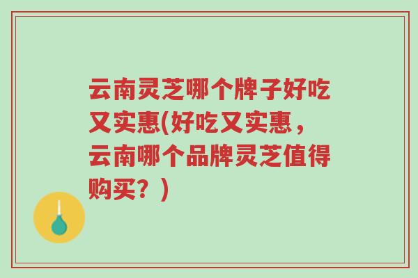 云南灵芝哪个牌子好吃又实惠(好吃又实惠，云南哪个品牌灵芝值得购买？)-第1张图片-超越