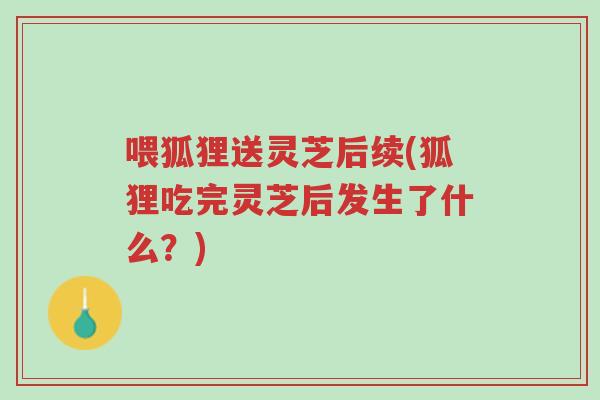 喂狐狸送灵芝后续(狐狸吃完灵芝后发生了什么?)-第1张图片-超越 喂狐狸送灵芝后续(狐狸吃完灵芝后发生了什么?)-第1张图片-超越