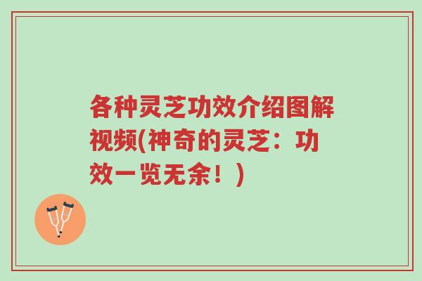 各种灵芝功效介绍图解视频(神奇的灵芝:功效一览无余!)-第1张图片-超越 各种灵芝功效介绍图解视频(神奇的灵芝:功效一览无余!)-第1张图片-超越