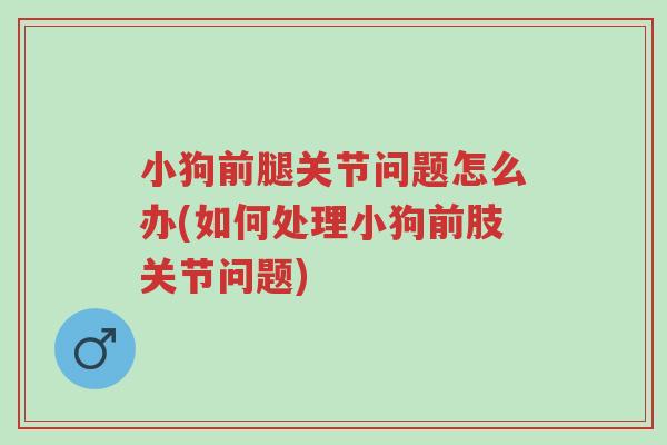 小狗前腿关节问题怎么办(如何处理小狗前肢关节问题)-第1张图片-超越 小狗前腿关节问题怎么办(如何处理小狗前肢关节问题)-第1张图片-超越