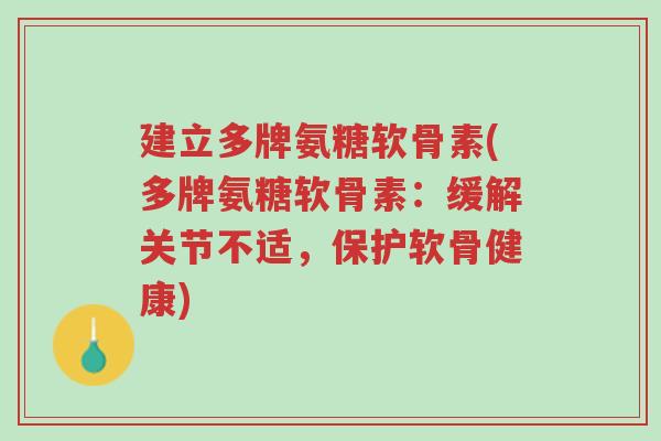 建立多牌氨糖软骨素(多牌氨糖软骨素:缓解关节不适,保护软骨健康)-第1张图片-超越 建立多牌氨糖软骨素(多牌氨糖软骨素:缓解关节不适,保护软骨健康)-第1张图片-超越