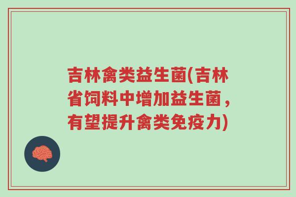 吉林禽类益生菌(吉林省饲料中增加益生菌,有望提升禽类免疫力)-第1张图片-超越 吉林禽类益生菌(吉林省饲料中增加益生菌,有望提升禽类免疫力)-第1张图片-超越