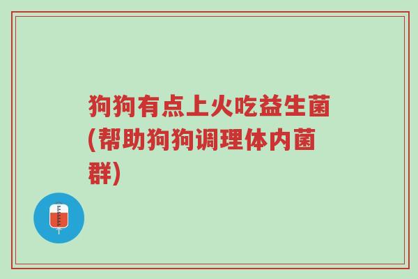狗狗有点上火吃益生菌(帮助狗狗调理体内菌群)-第1张图片-超越 狗狗有点上火吃益生菌(帮助狗狗调理体内菌群)-第1张图片-超越
